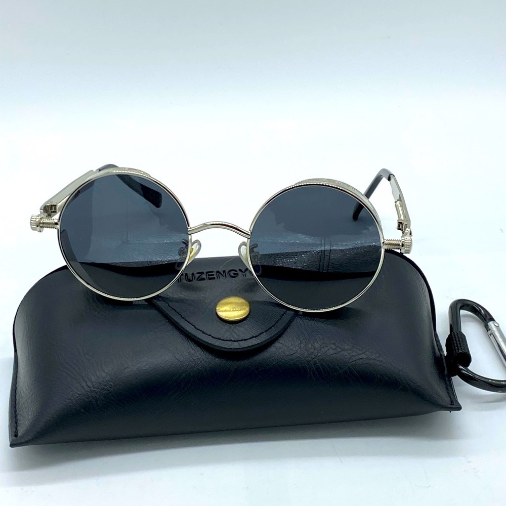 Gothic Steampunk Sunglasses Polarized UV400 + Case NWT - Picture 3 of 6